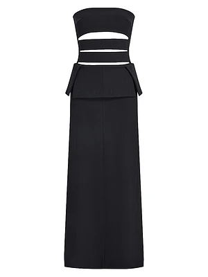 Wool-Blend Cut-Out Strapless Gown