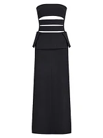 Wool-Blend Cut-Out Strapless Gown