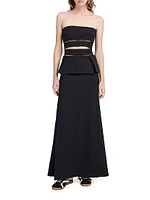 Wool-Blend Cut-Out Strapless Gown