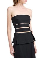 Wool-Blend Cut-Out Strapless Gown