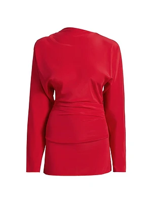 Keegan Stretch Silk-Blend Asymmetric Top