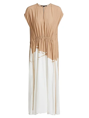 Ezra Dip-Dye Drawstring Waist Midi-Dress