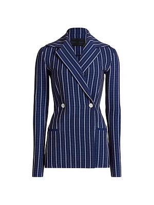Marine Plaid Double-Breasted Jacket