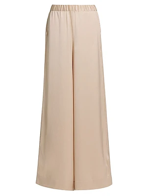 Auggie Satin Elasticized Wide-Leg Pants
