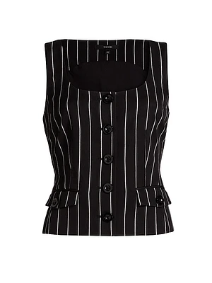 Georgia Pinstriped Button-Front Top