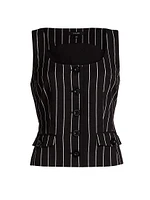 Georgia Pinstriped Button-Front Top