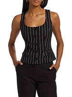 Georgia Pinstriped Button-Front Top