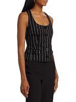 Georgia Pinstriped Button-Front Top