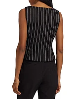 Georgia Pinstriped Button-Front Top