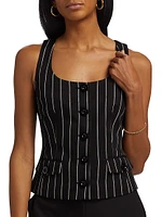 Georgia Pinstriped Button-Front Top