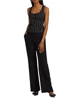 Georgia Pinstriped Button-Front Top