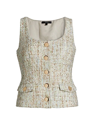 Georgia Tweed Button-Front Top