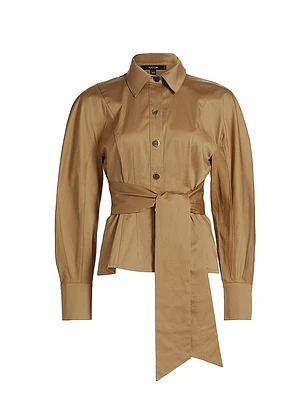 Mina Seamed Tie-Waist Shirt