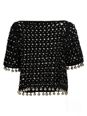 Coco Beaded Cotton Boatneck Top