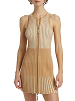Lex Ribbed Zip-Front Minidress