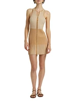 Lex Ribbed Zip-Front Minidress