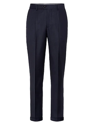 Virgin Wool Prince of Wales Leisure Fit Trousers