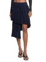 Spiral Tiered Ruffled Asymmetric Skirt