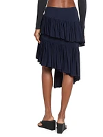Spiral Tiered Ruffled Asymmetric Skirt
