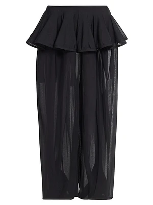 Sheer Crinoline Peplum-Waist Harem Pants