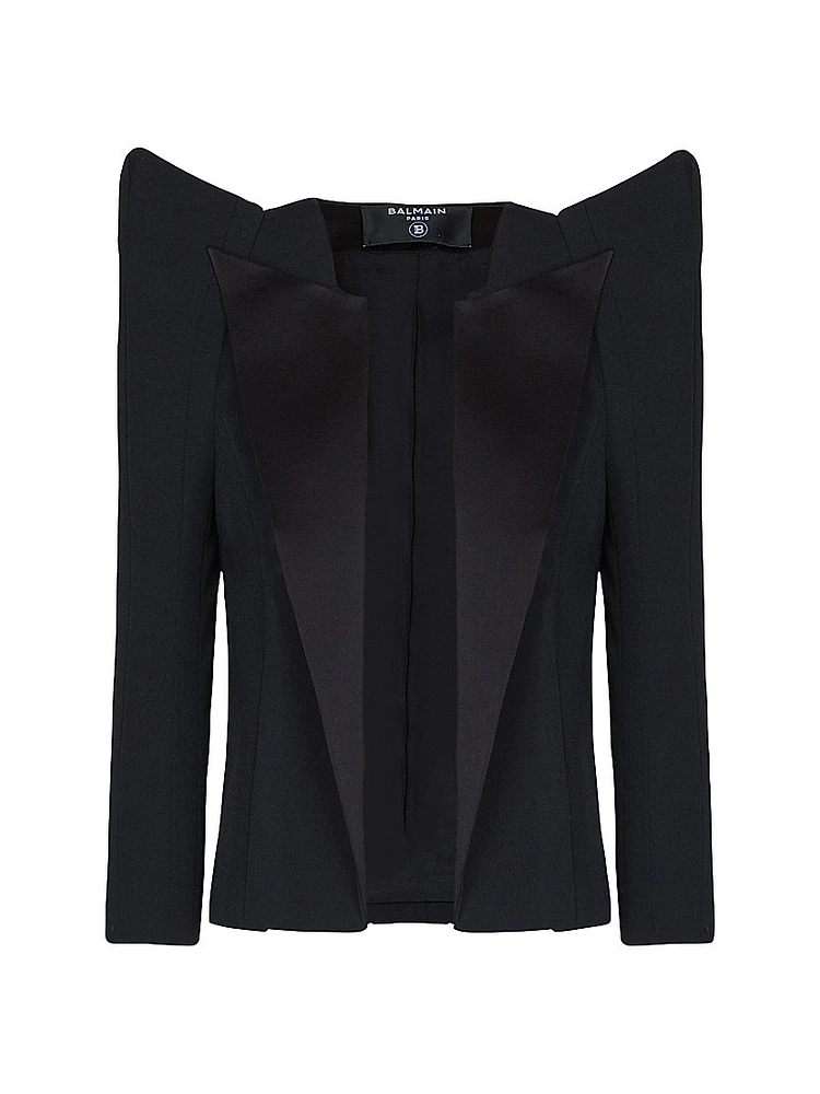 Spencer Satin Lapel Open-Front Jacket