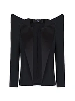 Spencer Satin Lapel Open-Front Jacket