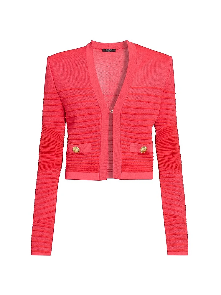 Textured Rib-Knit Cardigan