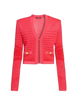 Textured Rib-Knit Cardigan