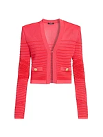 Textured Rib-Knit Cardigan