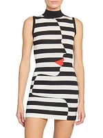 Striped Mock-Turtleneck Body-Con Minidress