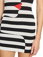 Striped Mock-Turtleneck Body-Con Minidress