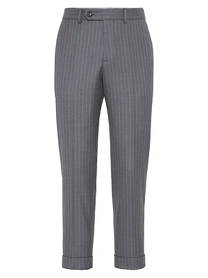 Virgin Wool Chalk Stripe Batavia Formal Fit Trousers
