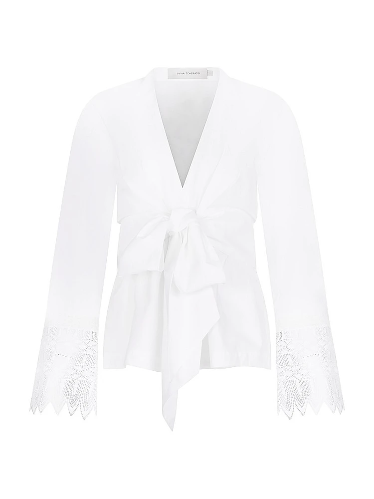 Saanvi Lace-Trim Tie Blouse