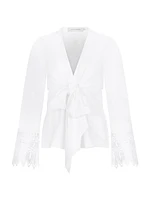 Saanvi Lace-Trim Tie Blouse