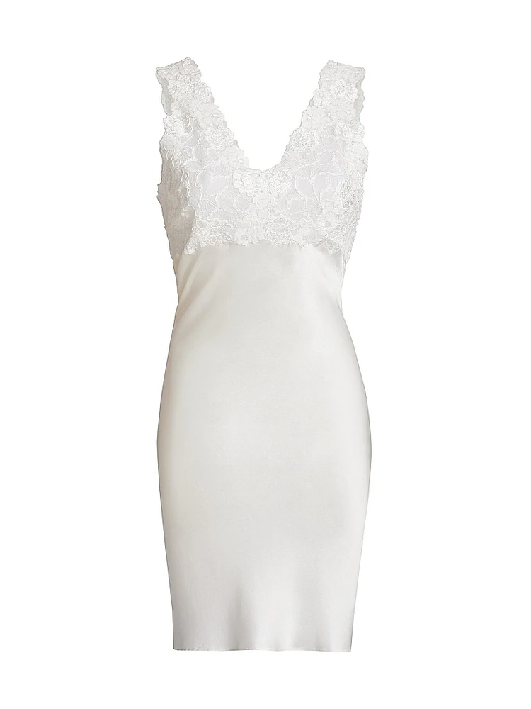 Rose Parfait Lace-Trimmed Silk Chemise