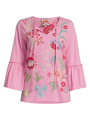 Freyde Floral Embroidered Cotton Blouse