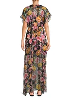 Suri Ruffled Floral Silk Maxi Dress