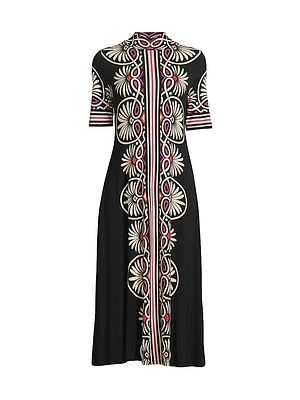 The Janie Favorite Geometric Mock Turtleneck Midi-Dress