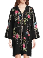 Catia Floral Embroidered Cotton Hooded Beach Dress