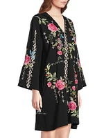 Catia Floral Embroidered Cotton Hooded Beach Dress