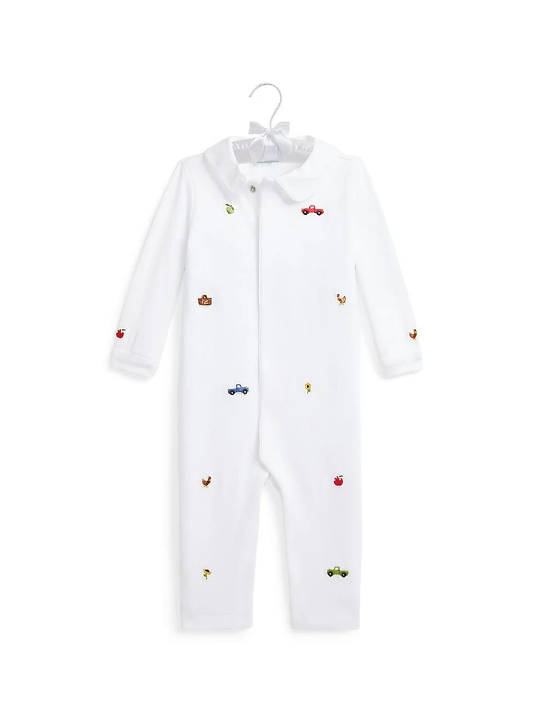 Baby Boy's Embroidered Interlock Coverall