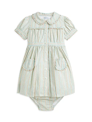 Baby Girl's Floral Striped Shirtdress & Bloomers Set