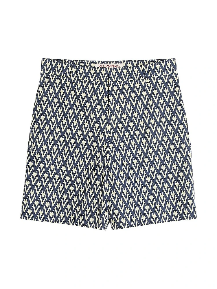 Cotton Popeline Bermuda Shorts with Toute La V Print
