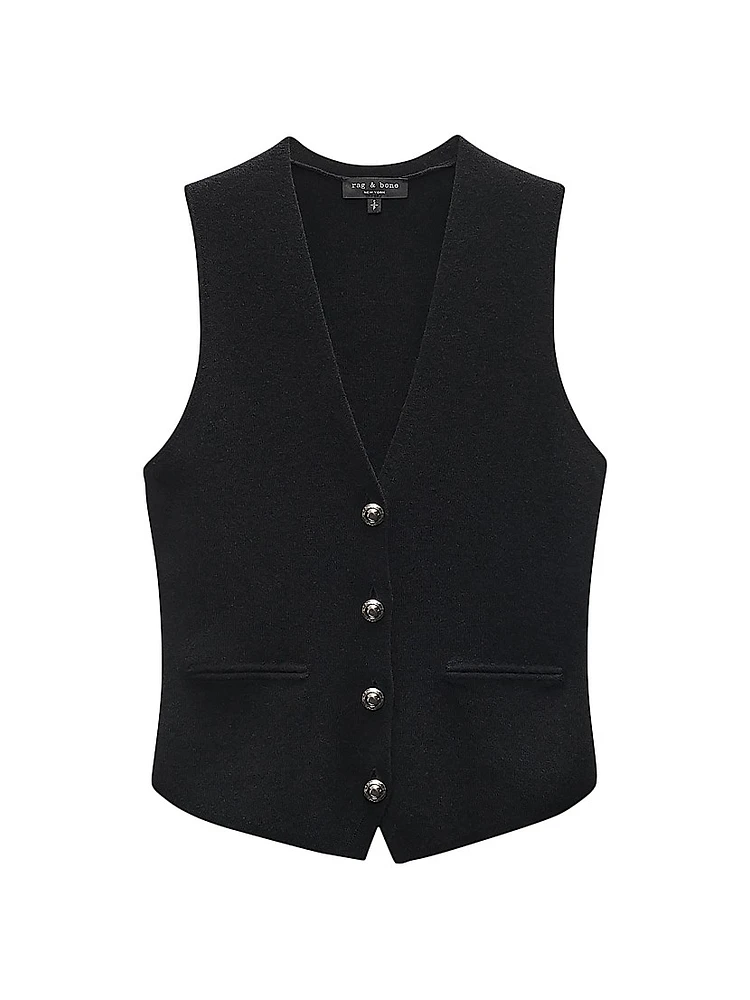 Ella Wool-Blend Button-Front Vest
