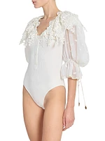 Cotton Lace V-Neck Bodysuit