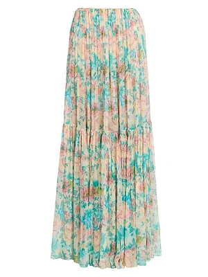 Floral Silk Maxi Skirt