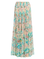 Floral Silk Maxi Skirt