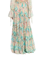 Floral Silk Maxi Skirt