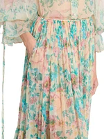 Floral Silk Maxi Skirt