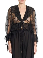 Ruffled Sheer Lace Top